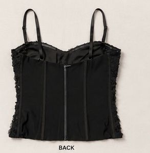 Black Floral Sequin Corset Bustier Top