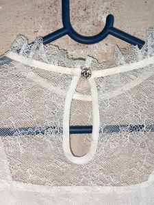 Elegant White Lace Blouse Top Layered