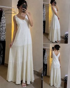 Elegant White Maxi Dress (Size: L)