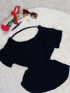 Chic Black Open Back Top