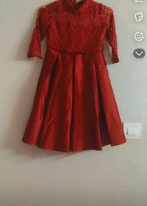 Elegant Red Lace Top Dress