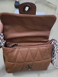 Stylish Brown Quilted Crossbody Bag