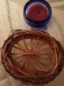 Rustic Woven Candle Holder with Red Candl