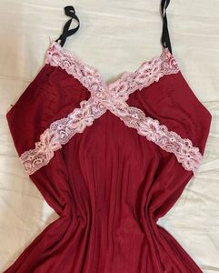 y2k pink lace red babydoll dress
