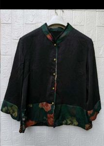 Black Floral Kimono Style Kurta