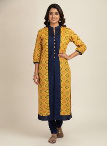 Boho Geometric Print Long Kurti