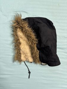 Korean vintage wool fur jacket with hood