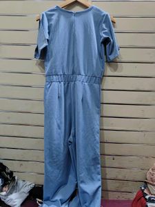 Blue Cold Shoulder Jumpsuit