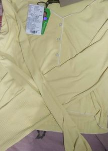 Cute Yellow Ribbed summer cro top Cardigan