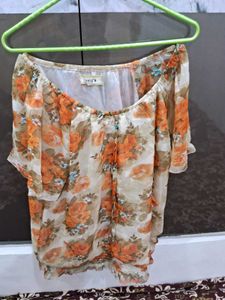 Off-Shoulder Floral Print Blouse