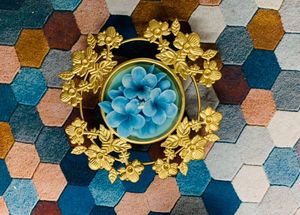 Decorative Blue Floral Candle Holder