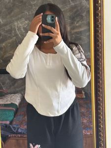 White Long Sleeve Cropped Top