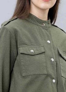 Green Cropped Utility Jacket