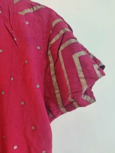 Maroon Ethnic Kurta with Golden Print