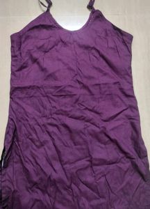 Embroidered Purple Cotton Kurta