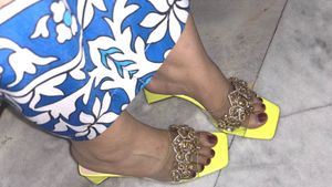 Neon Yellow Embellished heels(Rakhi Sale)