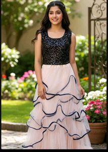 bust 40 Stunning Sequin Top & Ruffled Lehenga Set