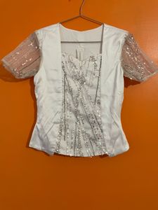 Sequin Embellished White Blouse