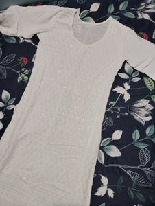 Elegant White Sequined Kurta