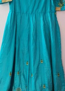 Beautiful Teal Kurta with Gold Embellishments