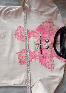 Cute Pink Bear Graphic Cropped Tee @140
