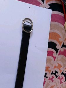 Black Belt with Silver Double Ring Buckle