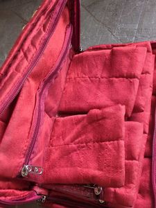 Elegant Red Brocade Travelling Jewellery Pouch
