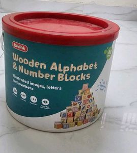 Kadink Wooden Alphabet Number Blocks with Box