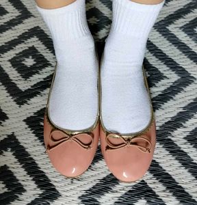 Cute Pink Ballet Flats with Bow 🪩🌸
