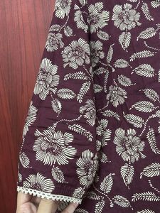Brown Floral Print Coord Set with scalap border