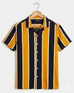 Retro Striped Button-Up Shirt