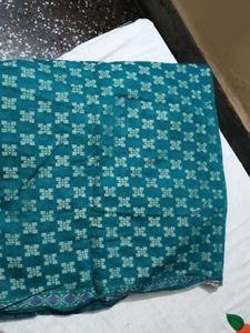 Teal Floral Print Dress Material
