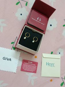 Golden Pearl Drop Hoop Earrings