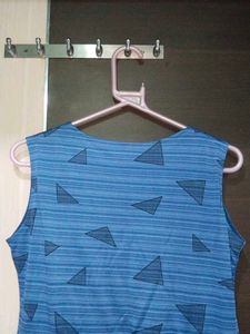 Blue Geometric Print Peplum Top