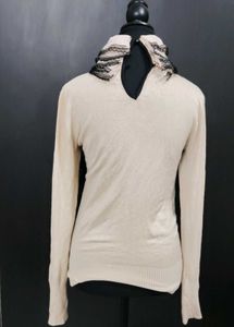 Elegant Lace Overlay Turtleneck Sweater