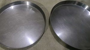 Set of 2 Stainless Steel Thalis and glasse