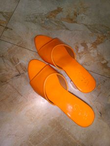 Bright Orange Slip-On Sandals
