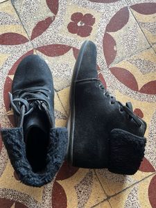 Black Suede Lace-Up Boots