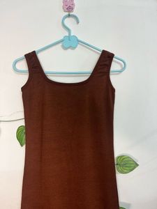 Brown Sleeveless Midi Dress