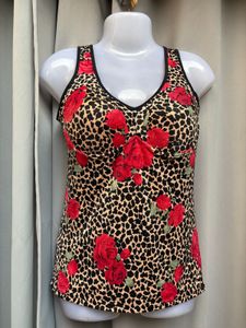 Y2K Leopard Rose Tank Top