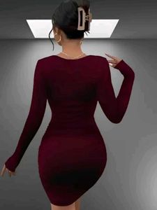Burgundy Bodycon Mini Dress