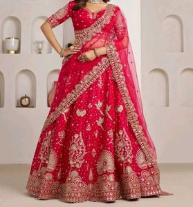 Stunning Red Embroidered Lehenga Choli
