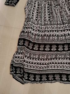 Boho Black &amp; White Print Maxi Dress