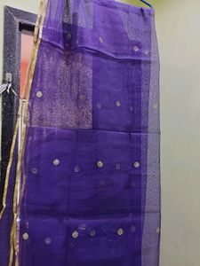 Elegant Purple Dupatta with Gold Motifs