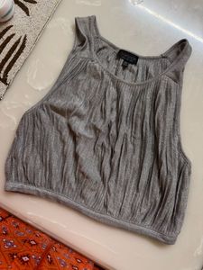 Silver Sleeveless Top With Sparkly Fabric