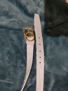 White Belt With Golden Buckle