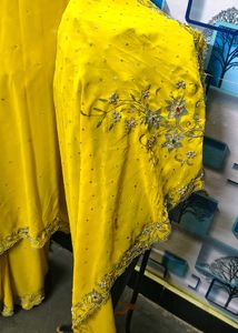 Bakrid offer Saree Elegant Yellow Embellished