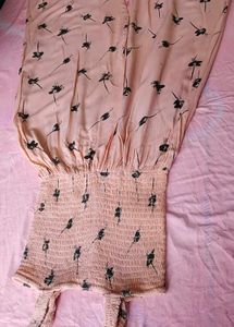 Peach Floral Wide-Leg Jumpsuit