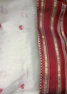 Traditional Bengali Saree with Floral Embroidery &amp;