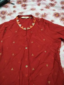 Maroon Printed Kurta